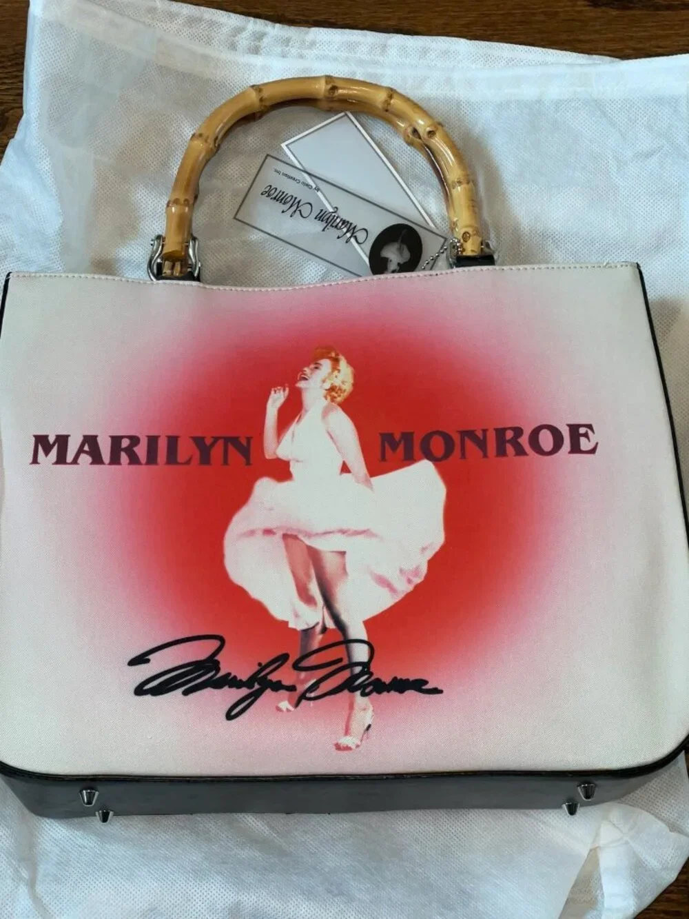 Marilyn Monroe Bamboo Handles Purse New W/ Tags & Dust bag Glam Rhinestone